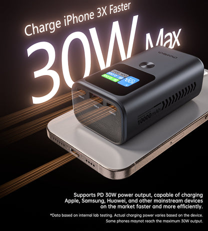 10000mAh Power Bank – 30W USB-C, TFT Display, 3 Outputs