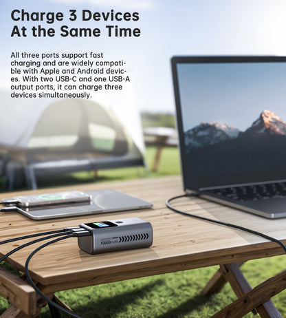 10000mAh Power Bank – 30W USB-C, TFT Display, 3 Outputs