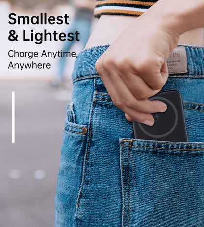 20W 5000mAh Magnetic Power Bank – Slim & Black Design