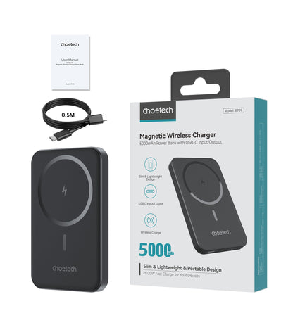 20W 5000mAh Magnetic Power Bank – Slim & Black Design