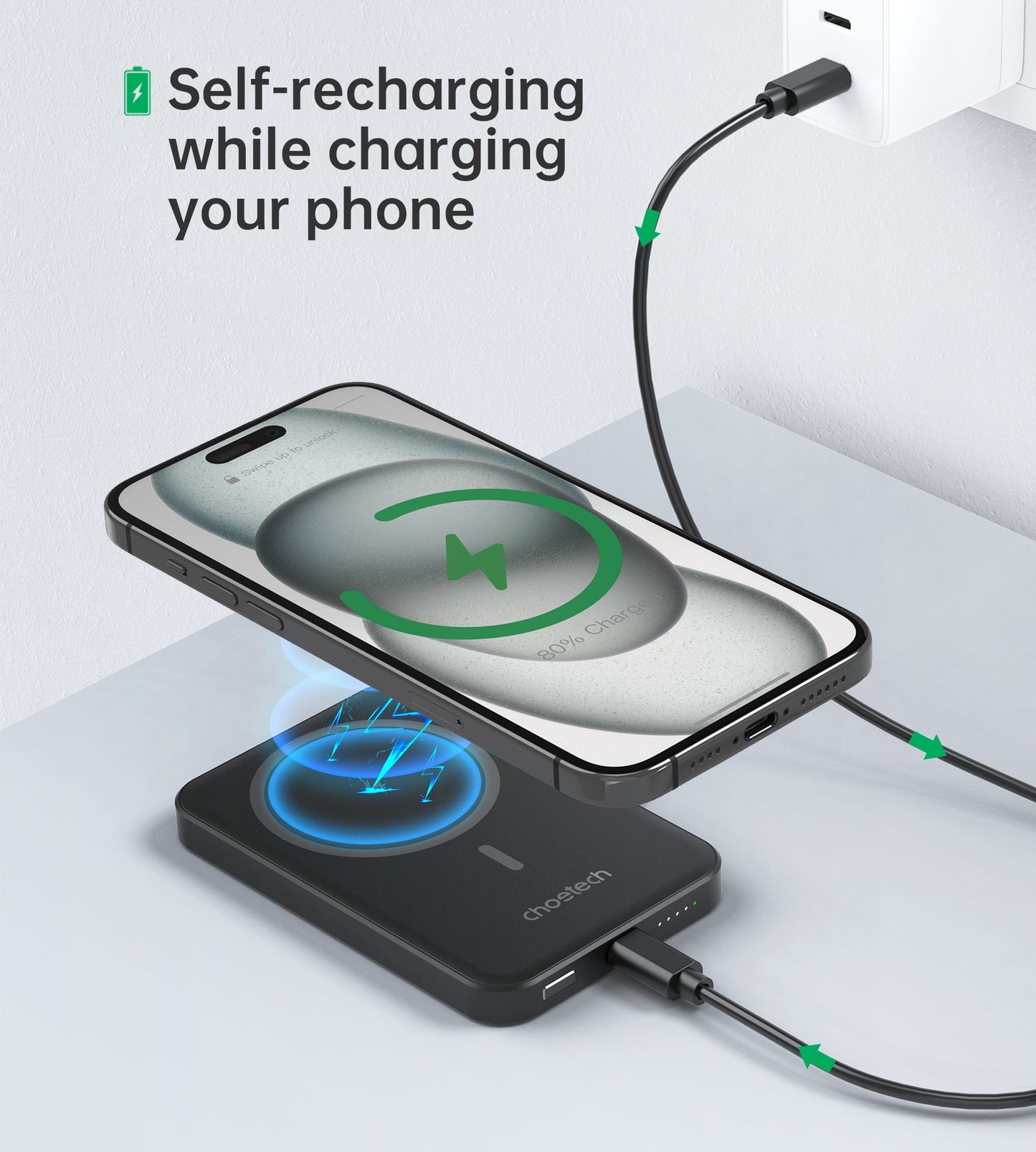 20W 5000mAh Magnetic Power Bank – Slim & Black Design