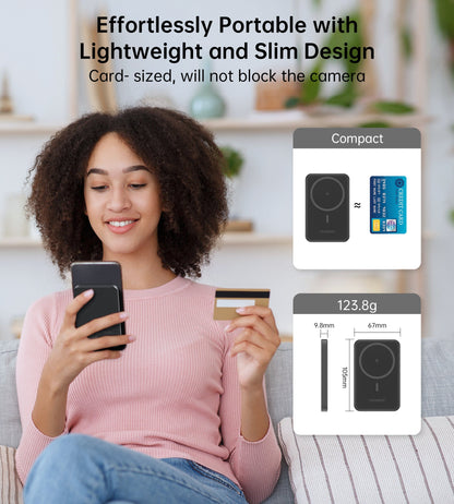 20W 5000mAh Magnetic Power Bank – Slim & Black Design