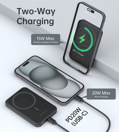 20W 5000mAh Magnetic Power Bank – Slim & Black Design
