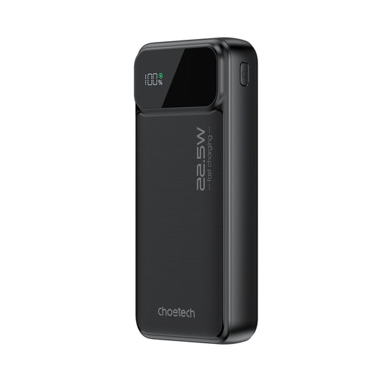 20000mAh Power Bank – 22.5W USB-C + Dual USB-A, Black