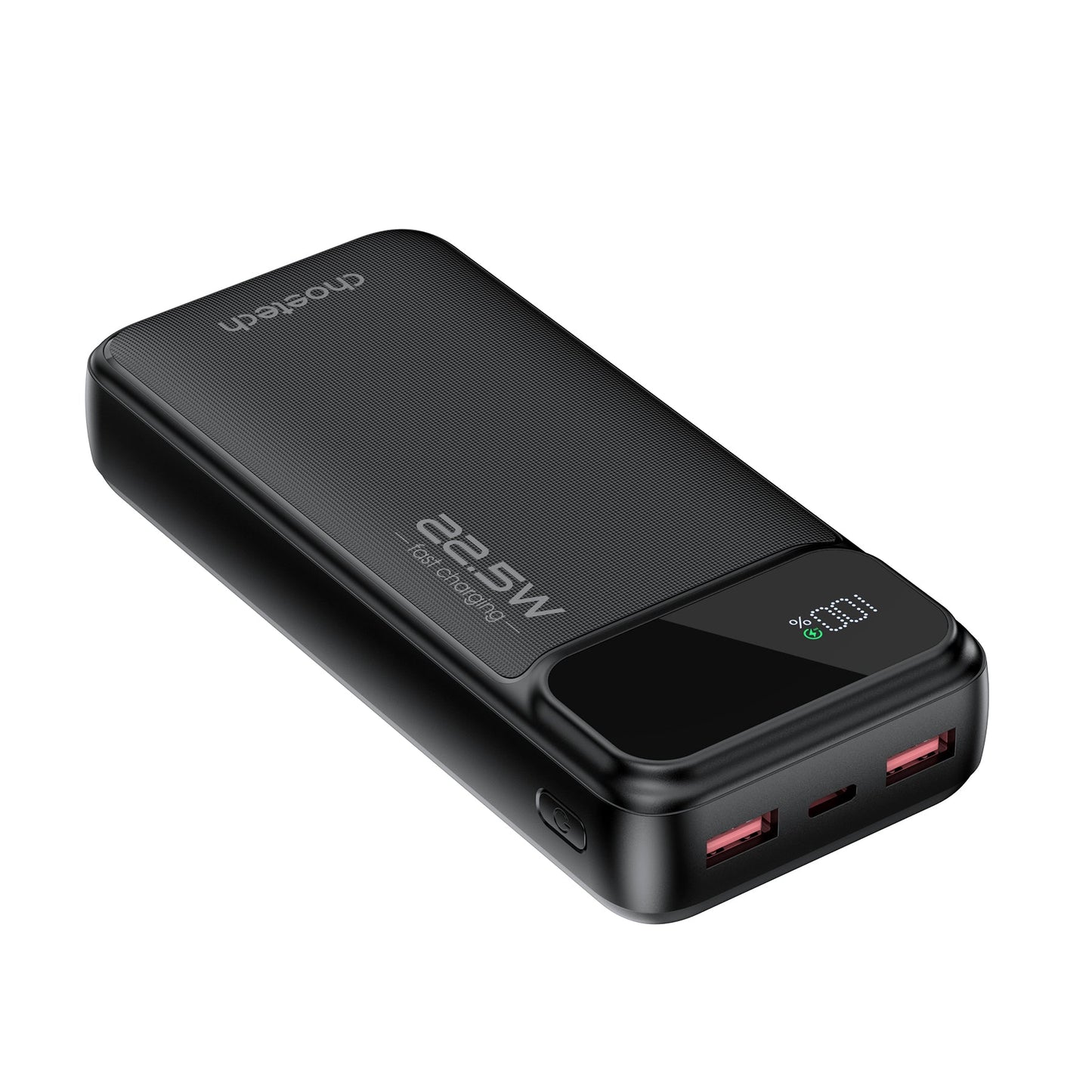 20000mAh Power Bank – 22.5W USB-C + Dual USB-A, Black
