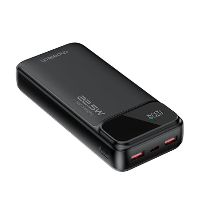 20000mAh Power Bank – 22.5W USB-C + Dual USB-A, Black