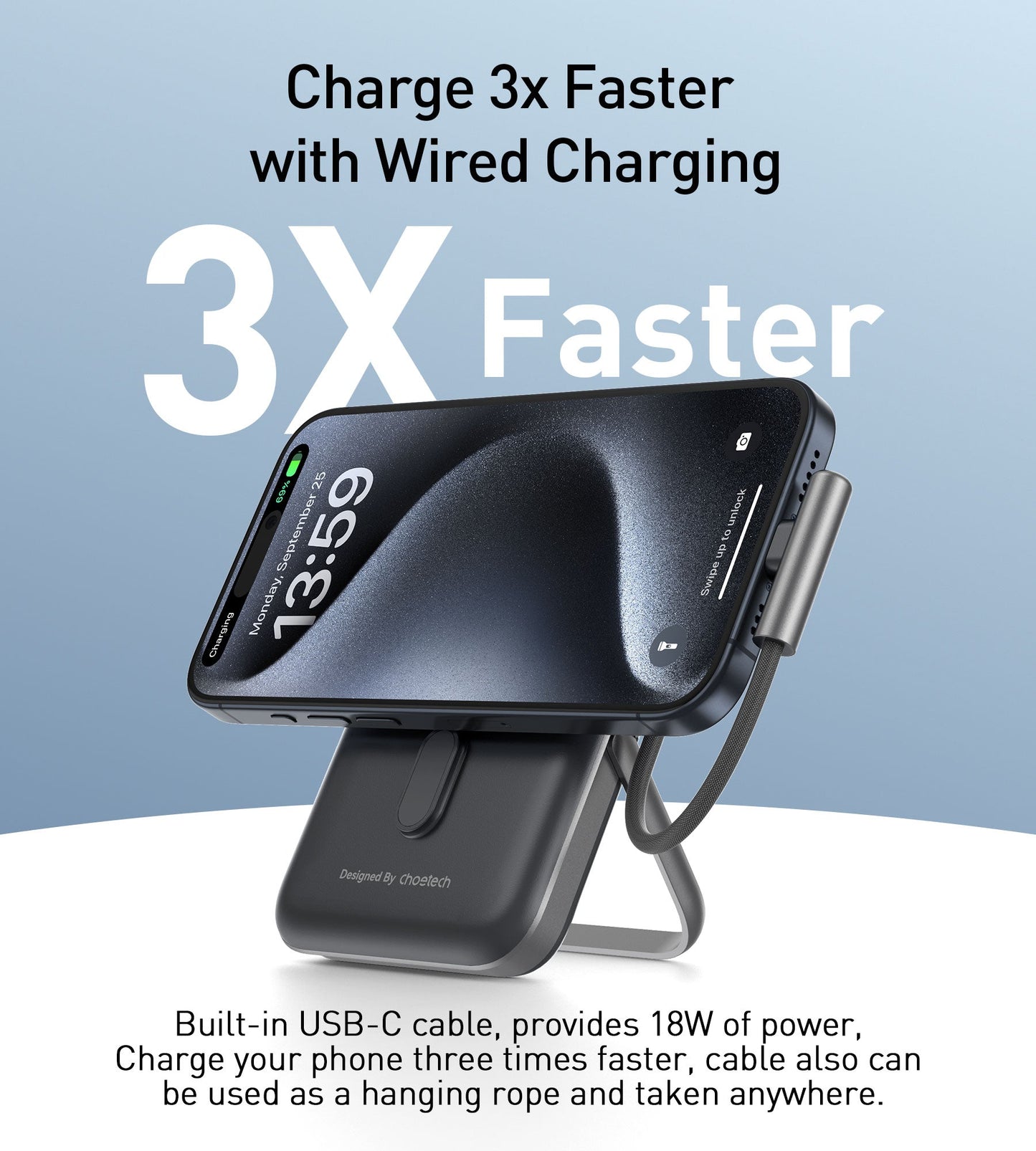 10000mAh Wireless Bank – 20W, C-Cable, Stand, for iPhone