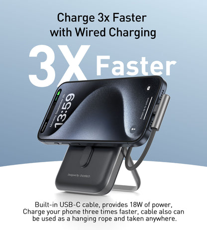 10000mAh Wireless Bank – 20W, C-Cable, Stand, for iPhone