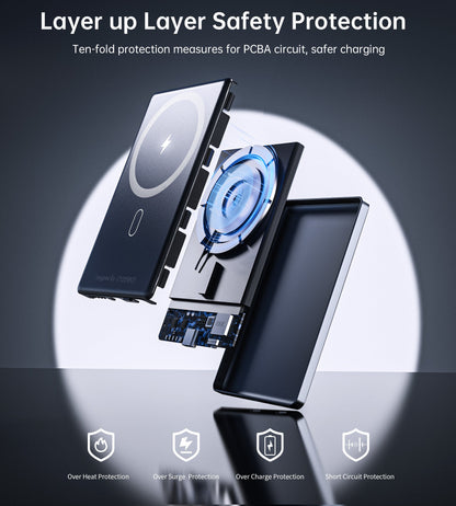 5000mAh Mag Wireless Bank – 20W USB-C, Slim, for iPhone/Qi