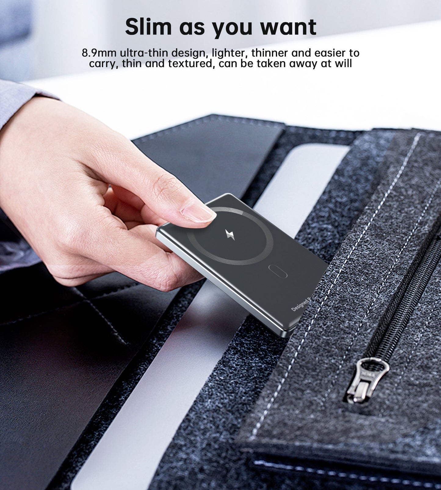 5000mAh Mag Wireless Bank – 20W USB-C, Slim, for iPhone/Qi