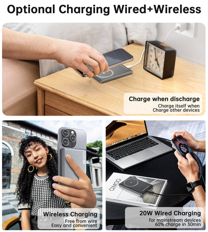 5000mAh Mag Wireless Bank – 20W USB-C, Slim, for iPhone/Qi