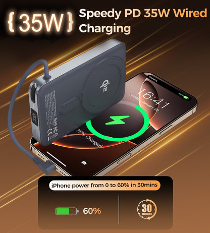 Qi2 Wireless Power Bank – 15W Magnetic Wireless Charging