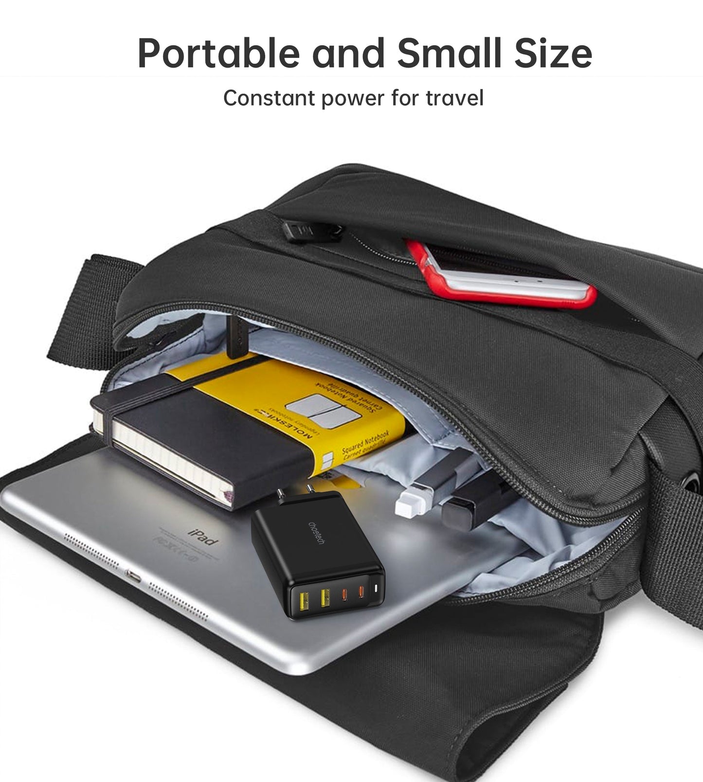 140W GaN Wall Charger – Dual USB-C + Dual USB-A Output