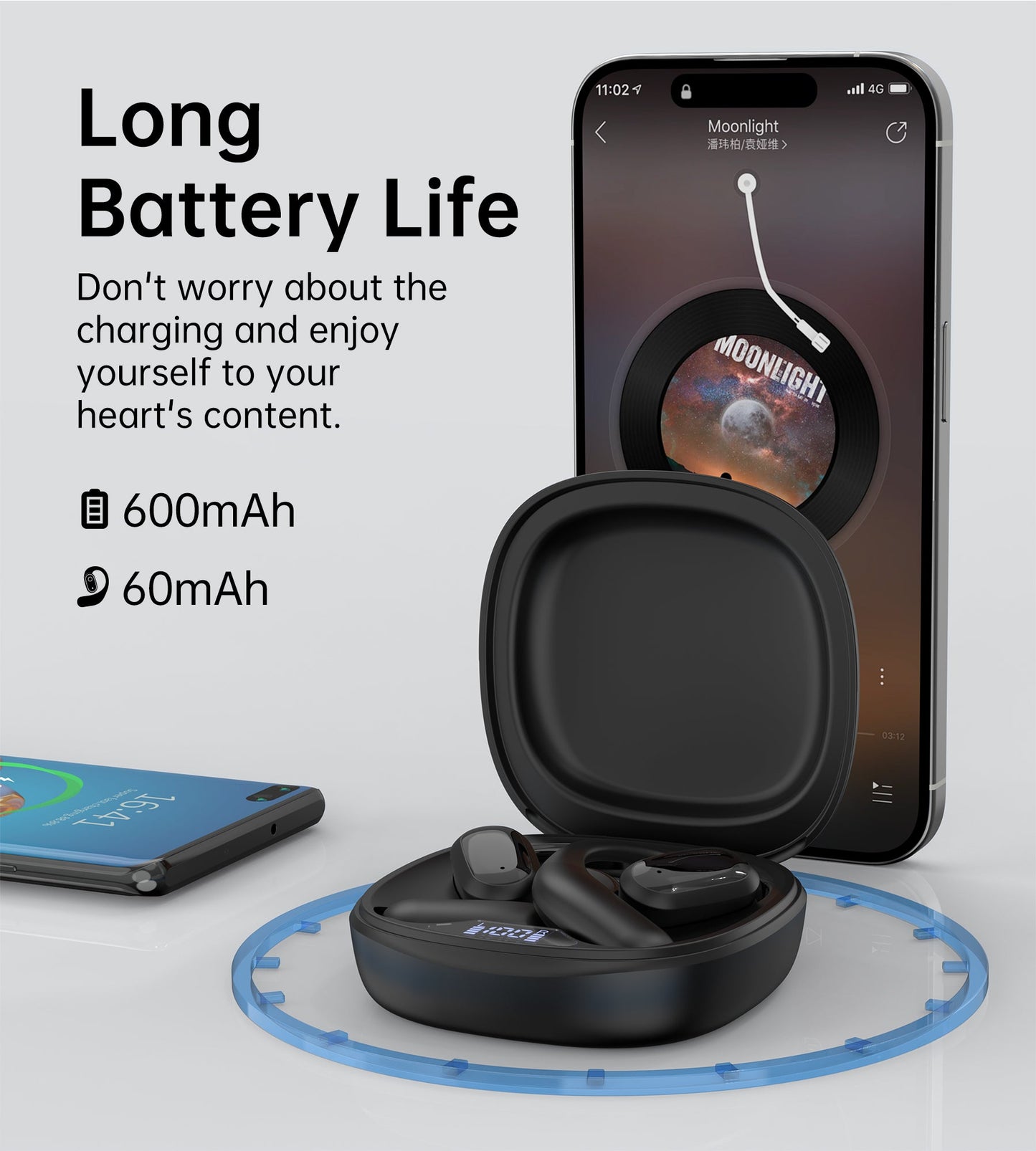 Bluetooth 5.3 TWS Earbuds – True Wireless Headphones, Black