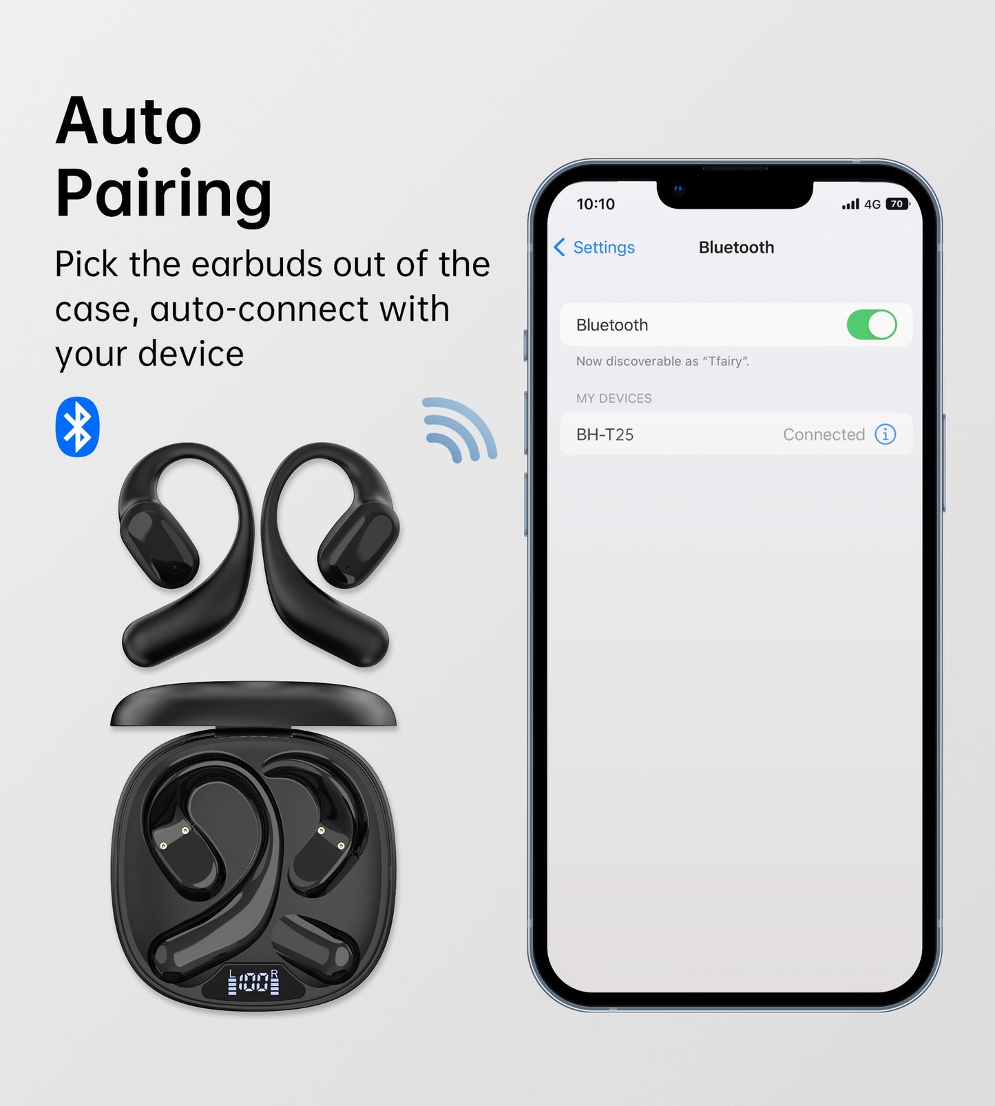 Bluetooth 5.3 TWS Earbuds – True Wireless Headphones, Black