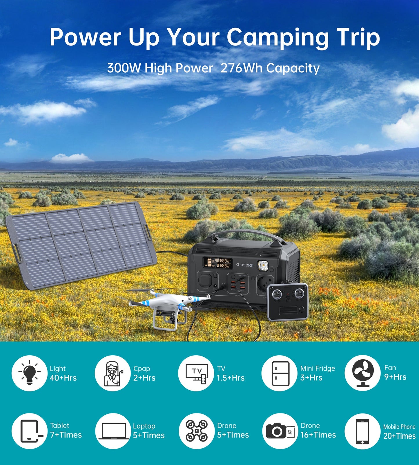 300W Portable Power Station – Outdoor Backup Battery Pack