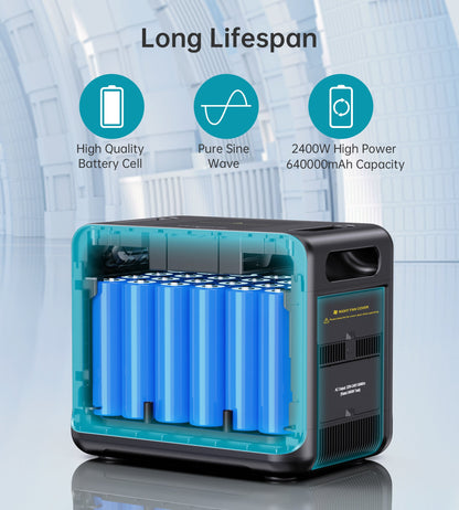 2400W Power Station – 2048Wh UPS with Bidirectional Charging