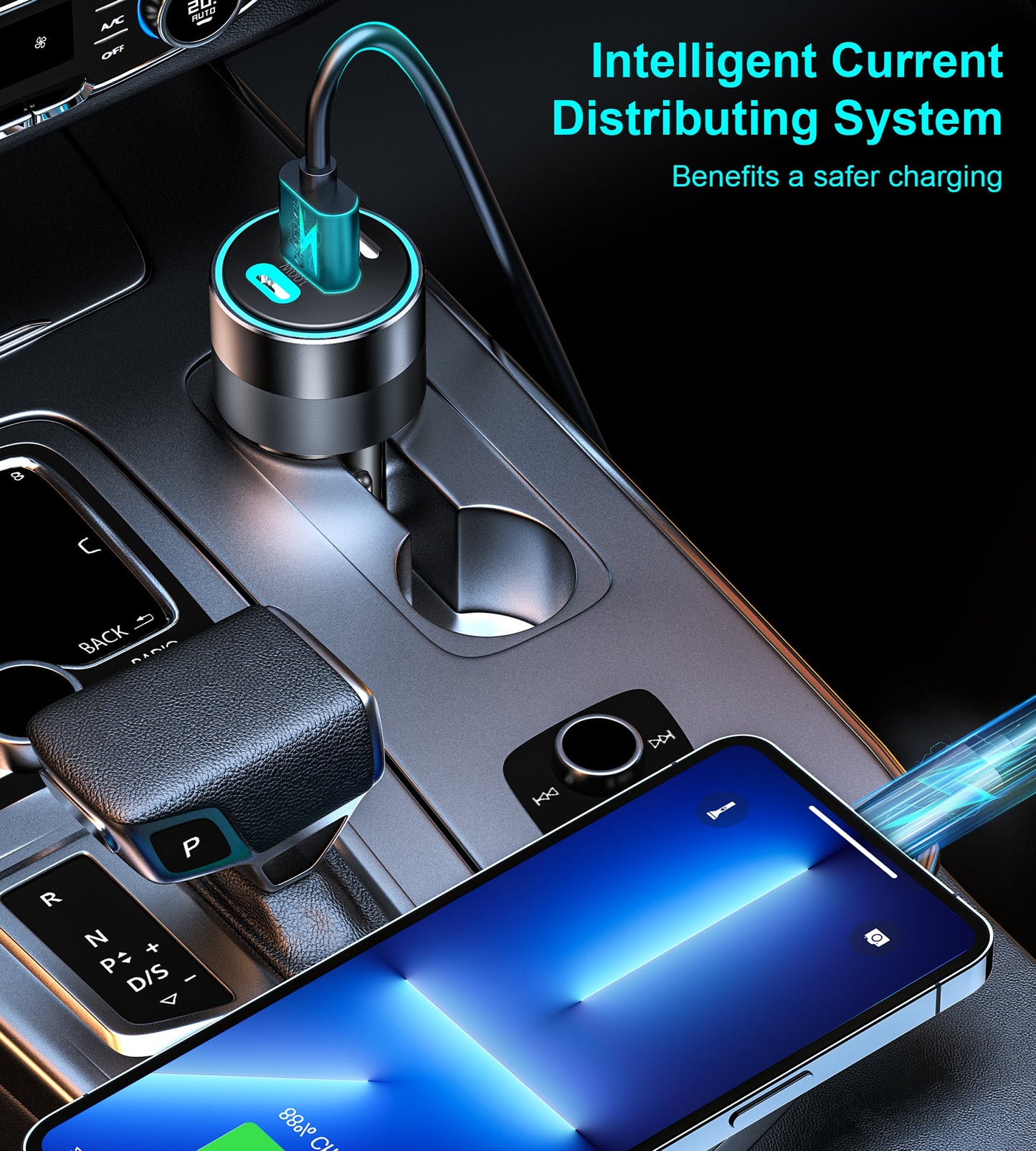 130W Car Charger – PD100W USB-C + Dual Fast Ports