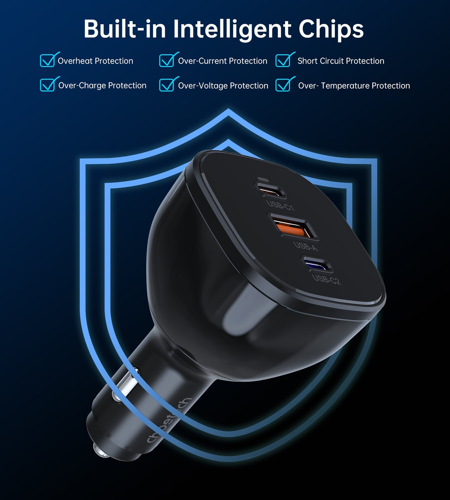 165W Car Charger – 140W PD3.1 USB-C + Dual Fast Ports