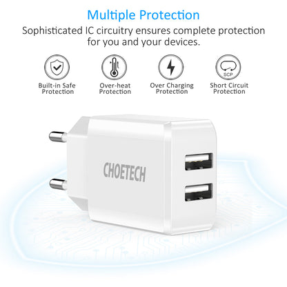 10W Dual USB Wall Charger – 5V/2A Travel Power Adapter