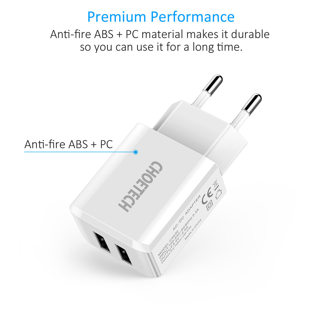 10W Dual USB Wall Charger – 5V/2A Travel Power Adapter