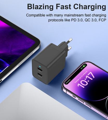 40W Dual USB‑C PD Wall Charger – Fast Charge Adapter