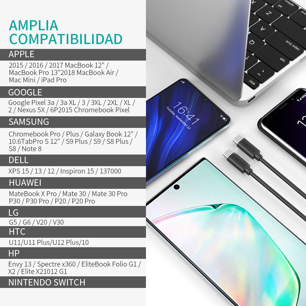 3A USB‑C to USB‑C Fast Charging Cable – 6.6 ft Long