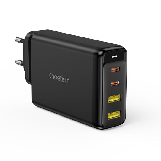 140W GaN Wall Charger – Dual USB-C + Dual USB-A Output