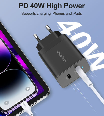 40W Dual USB‑C PD Wall Charger – Fast Charge Adapter