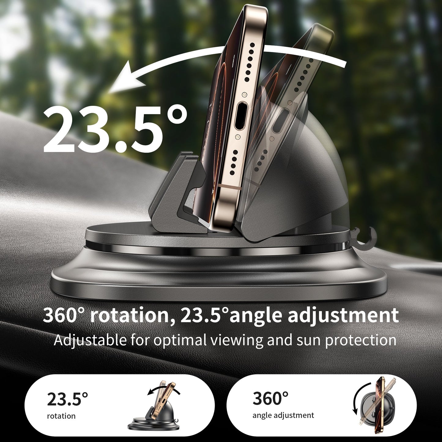 Dashboard Phone Mount – 360° Rotation, Anti-Skid, for Cars