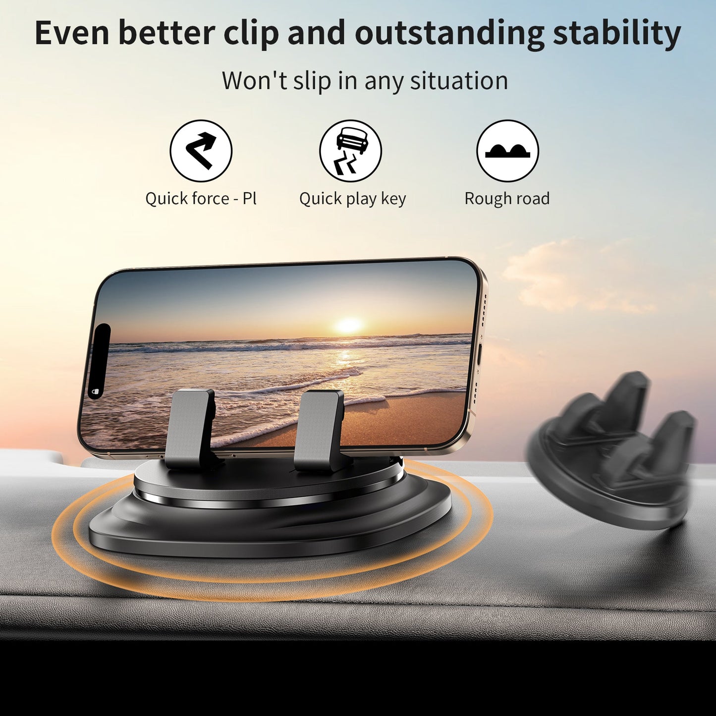 Dashboard Phone Mount – 360° Rotation, Anti-Skid, for Cars