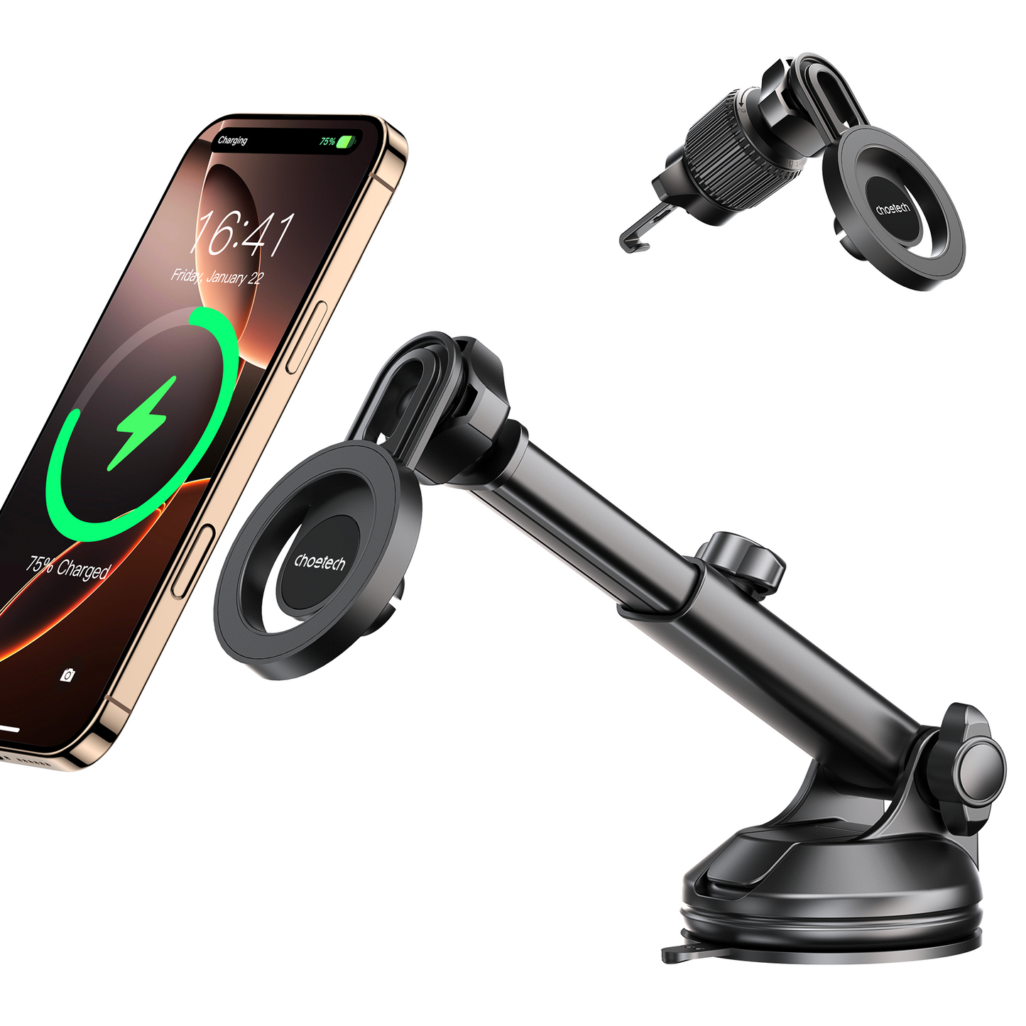 Magnetic Car Mount – 360° Rotation, Telescopic Arm, for SUVs
