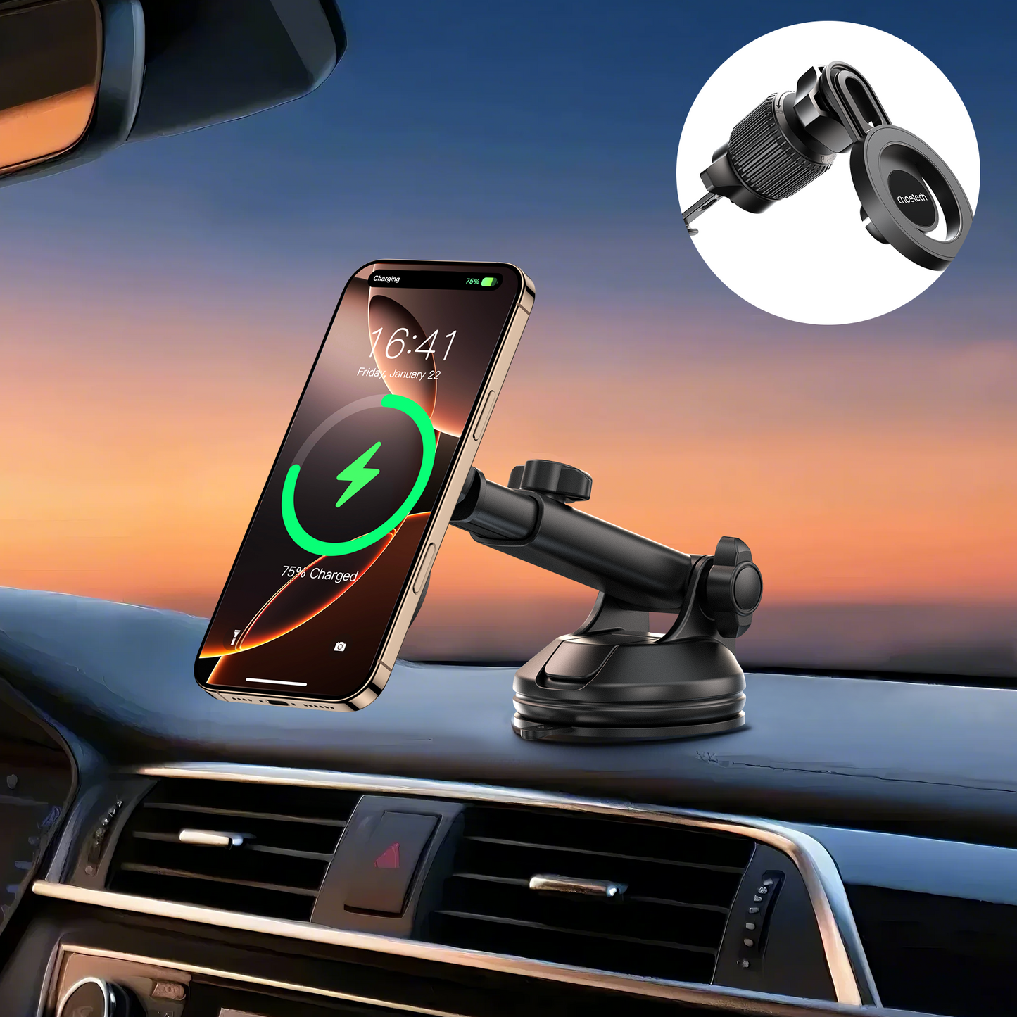 Magnetic Car Mount – 360° Rotation, Telescopic Arm, for SUVs
