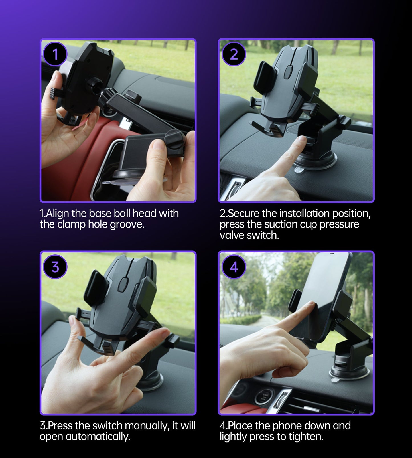 Universal Car Mount Stand – Adjustable Holder, Black
