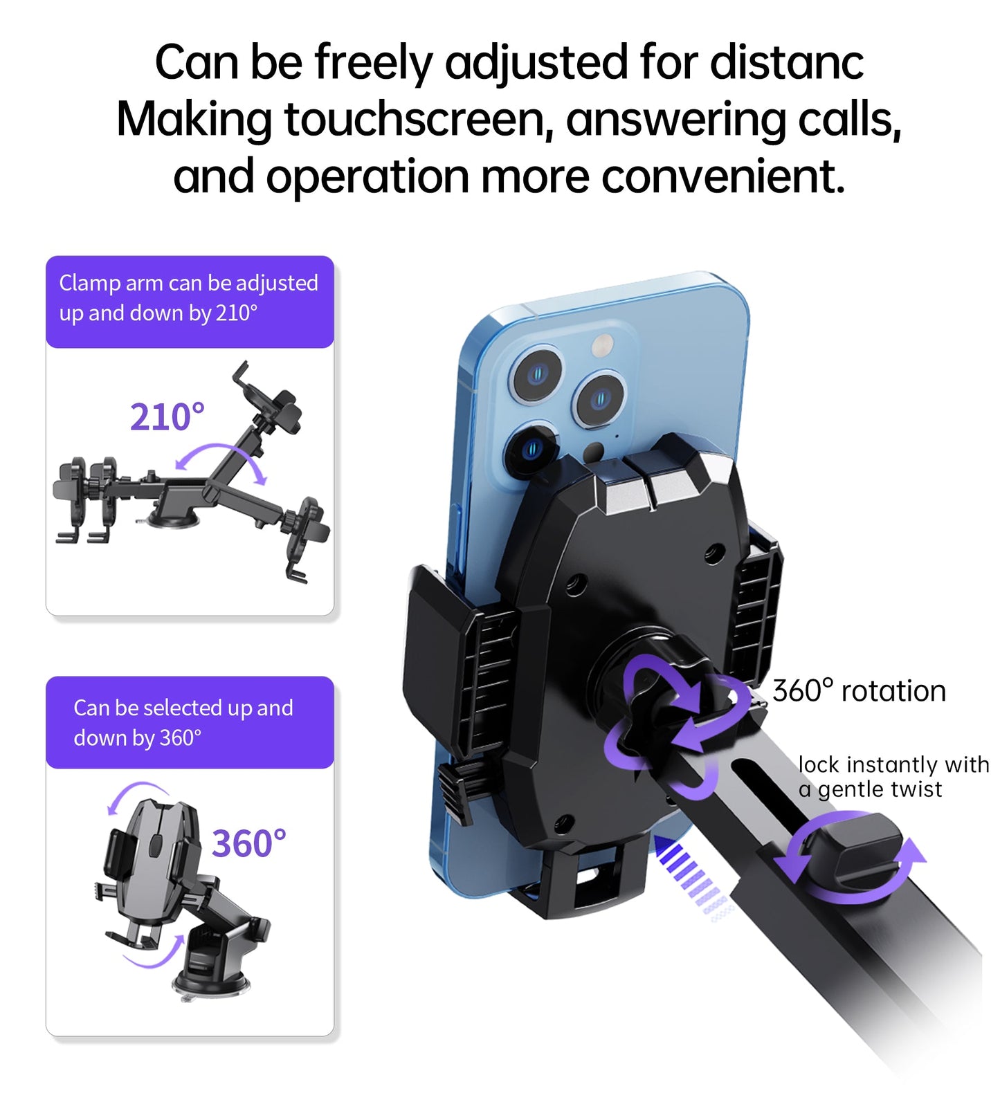 Universal Car Mount Stand – Adjustable Holder, Black