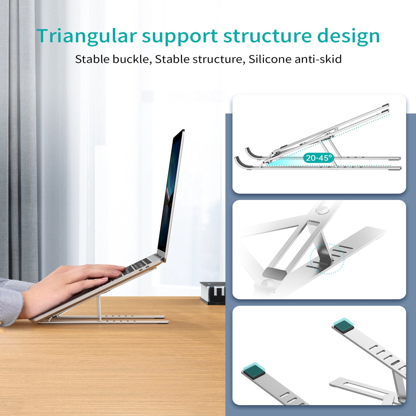 Foldable Laptop Stand – 6-Angle Aluminum Holder for MacBook