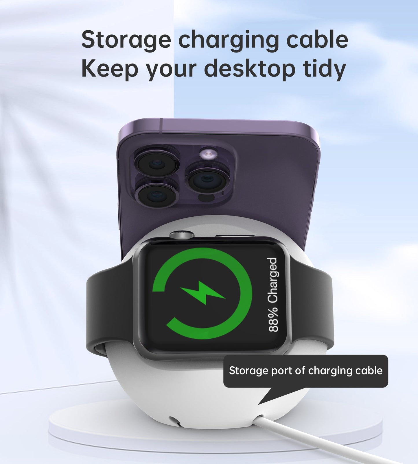 Magnetic Holder for iPhone 12–15 Series & Watch – White