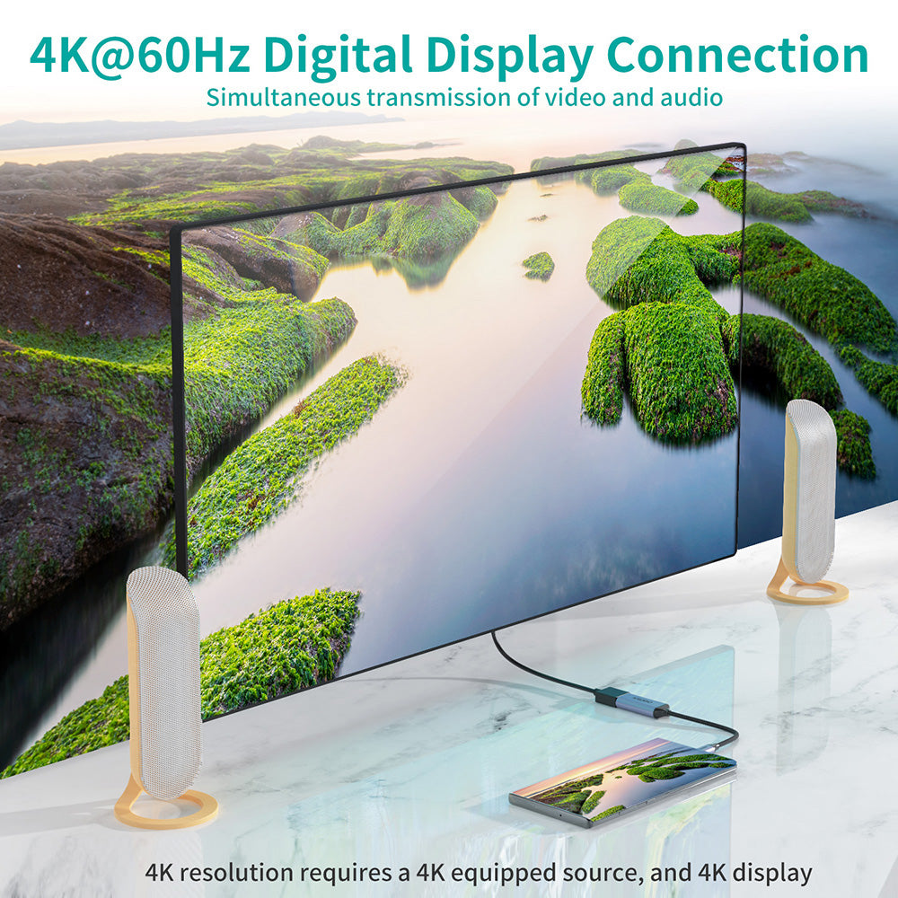 USB-C to DisplayPort Adapter – 4K@60Hz Display Support