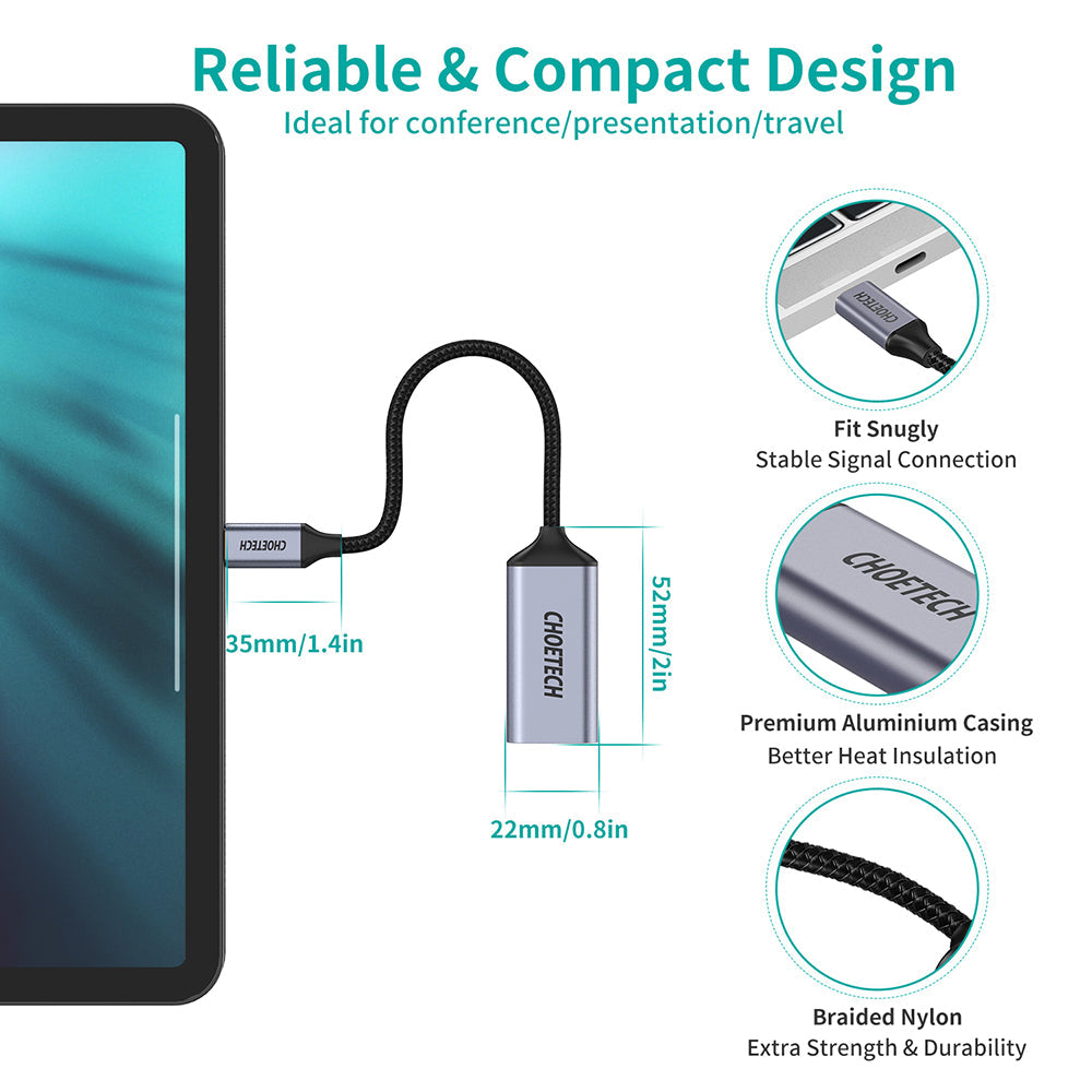 USB-C to DisplayPort Adapter – 4K@60Hz Display Support