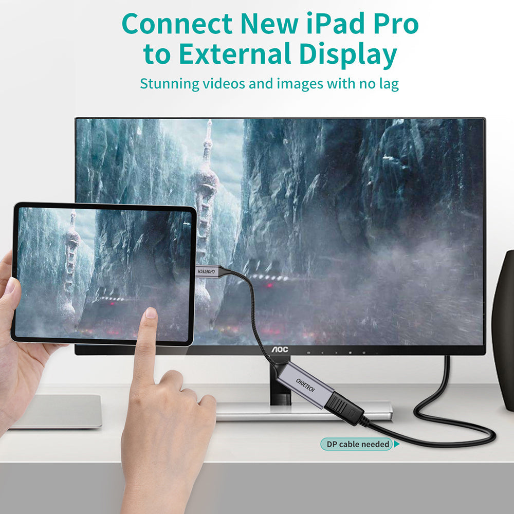 USB-C to DisplayPort Adapter – 4K@60Hz Display Support