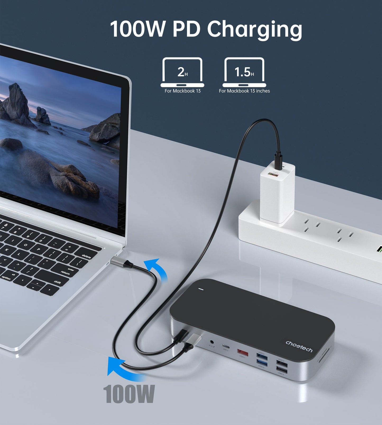 15-in-1 USB-C Hub – 4K HDMI/DP/VGA, PD, Ethernet, for Laptop