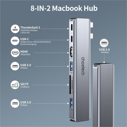 5-in-1 USB-C Hub – 4K HDMI, 100W PD, 3 USB Ports