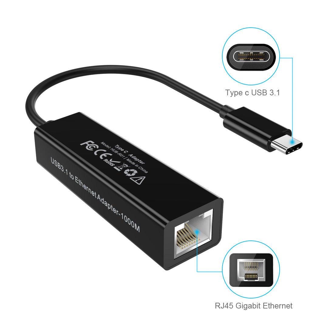 USB-C to Ethernet Adapter – High-Speed RJ45 Network Access