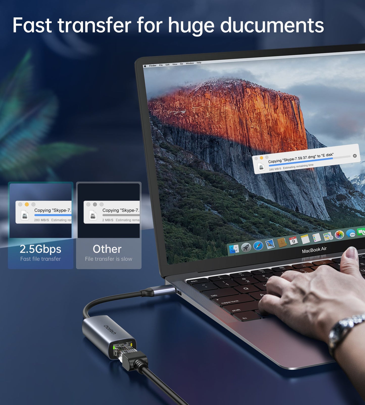 USB‑C to 2.5 Gbps Ethernet Adapter – Compact RJ45 Hub