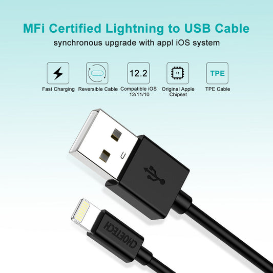 MFi Certified L‑Connector to USB‑A Cable – 1.8 M Durable