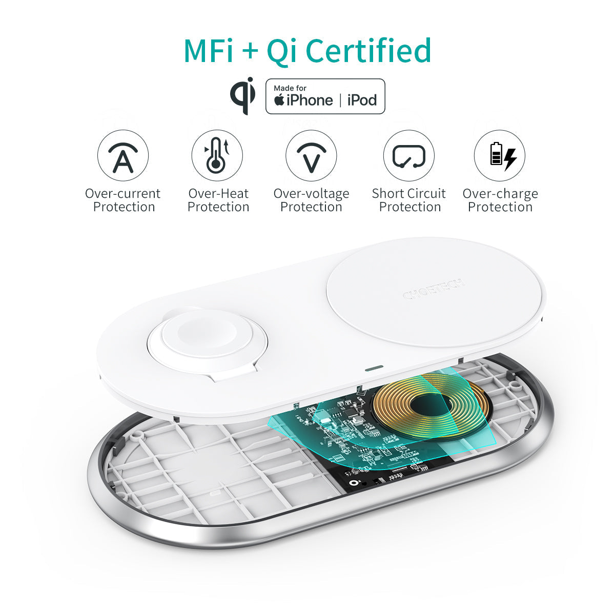 2-in-1 Wireless Charger – MFi, Watch Stand, for iPhone