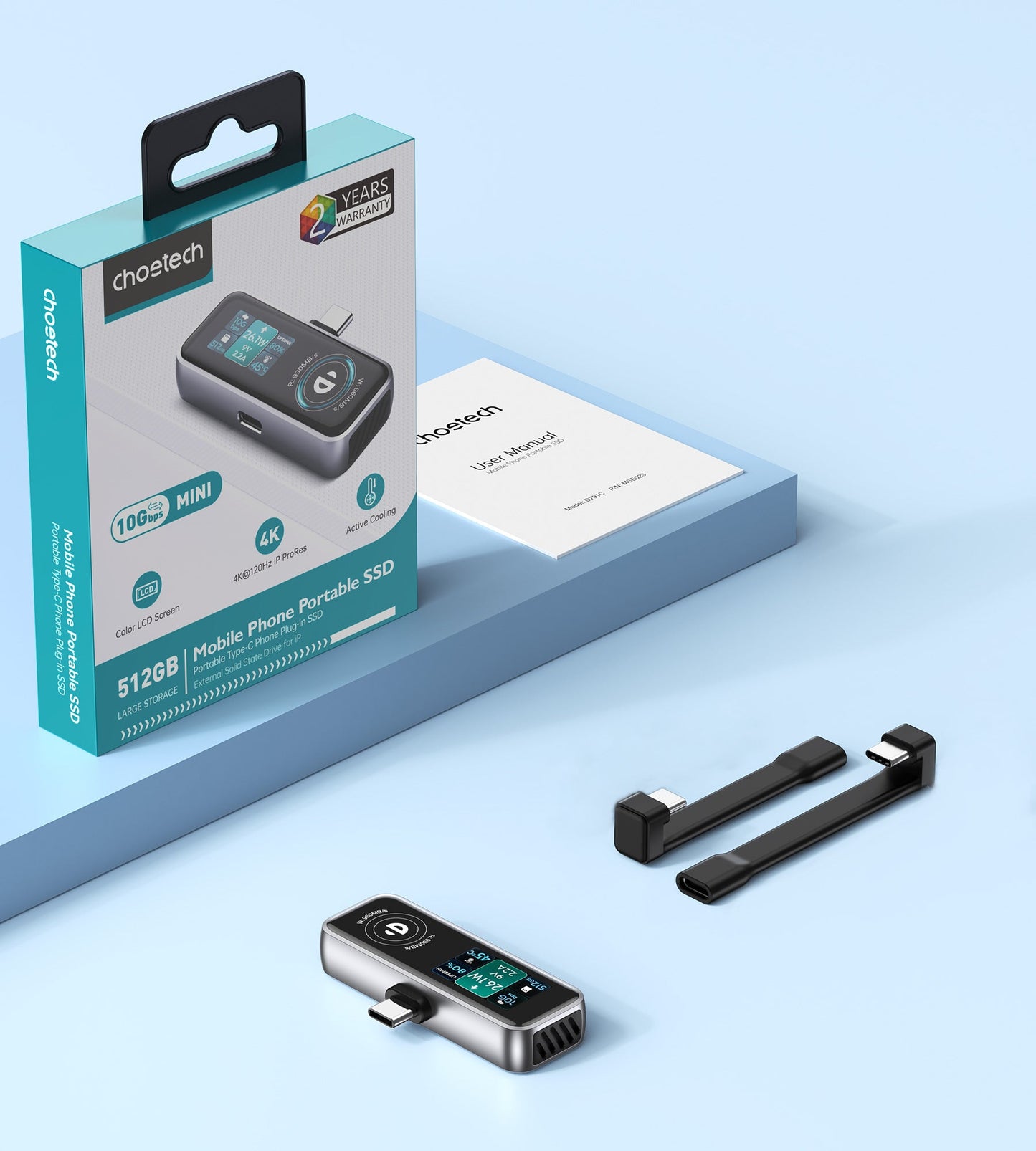 512GB Portable SSD – 10Gbps, Cooling Fan, for Phone Use