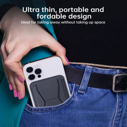 2-in-1 Magnetic Card Holder – Phone Stand, Foldable, Mag-Safe