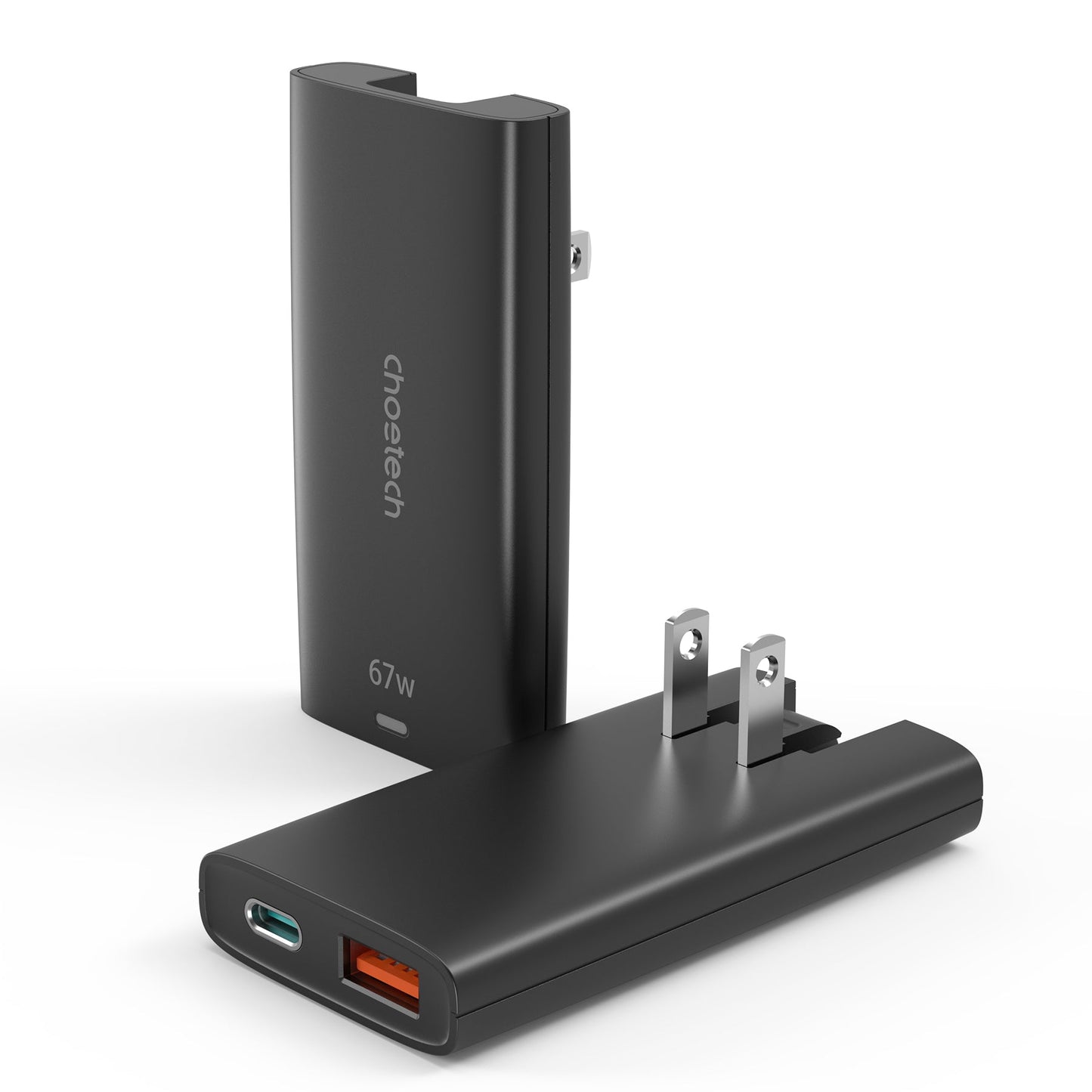 67W GaN Charger – Dual-Port USB-C Adapter for Travel Use