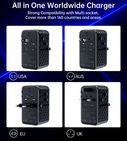 100W PD Wall Charger – Dual USB-C + Dual USB-A Ports